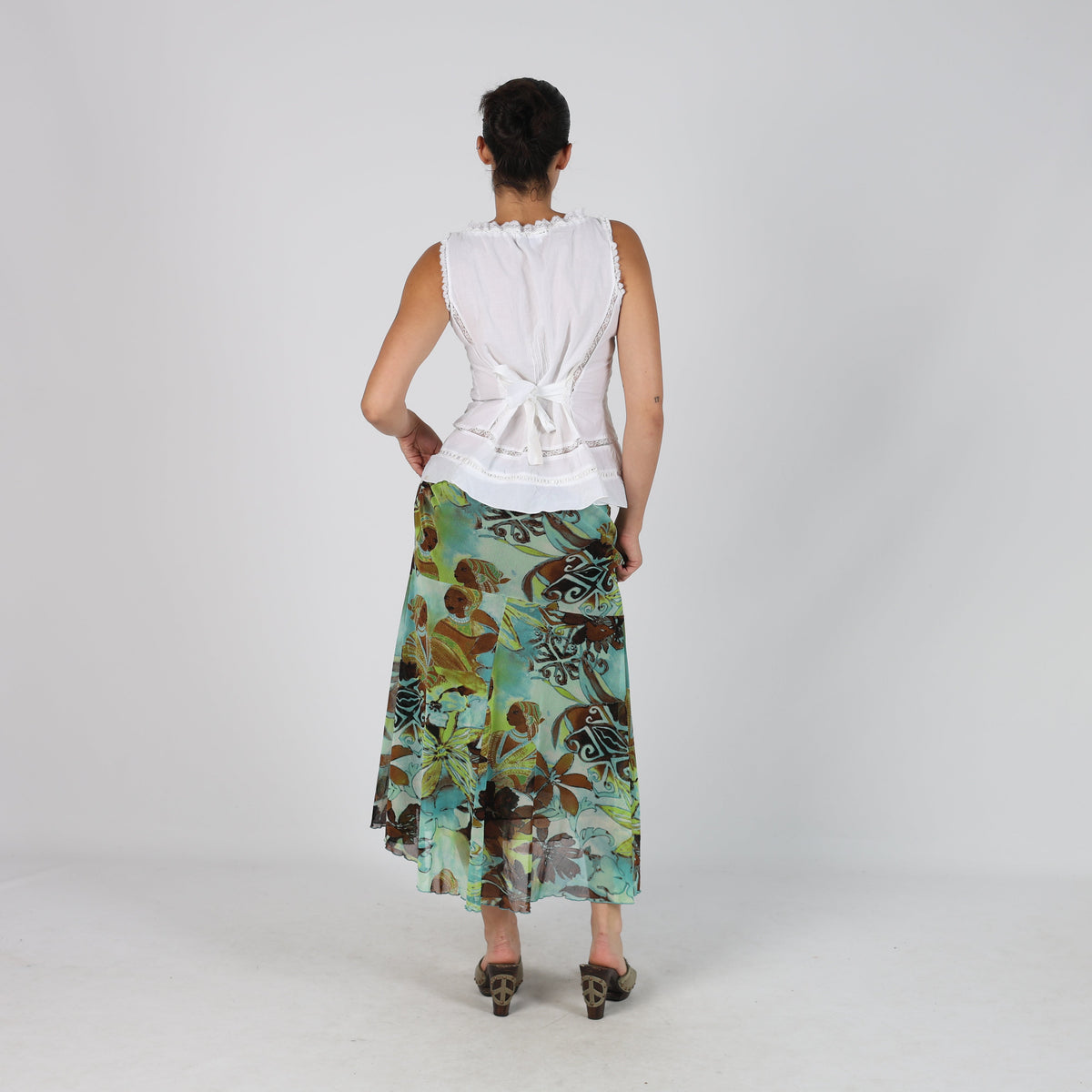 Light Blue Y2K Leonik Woven Maxi Skirt (S)