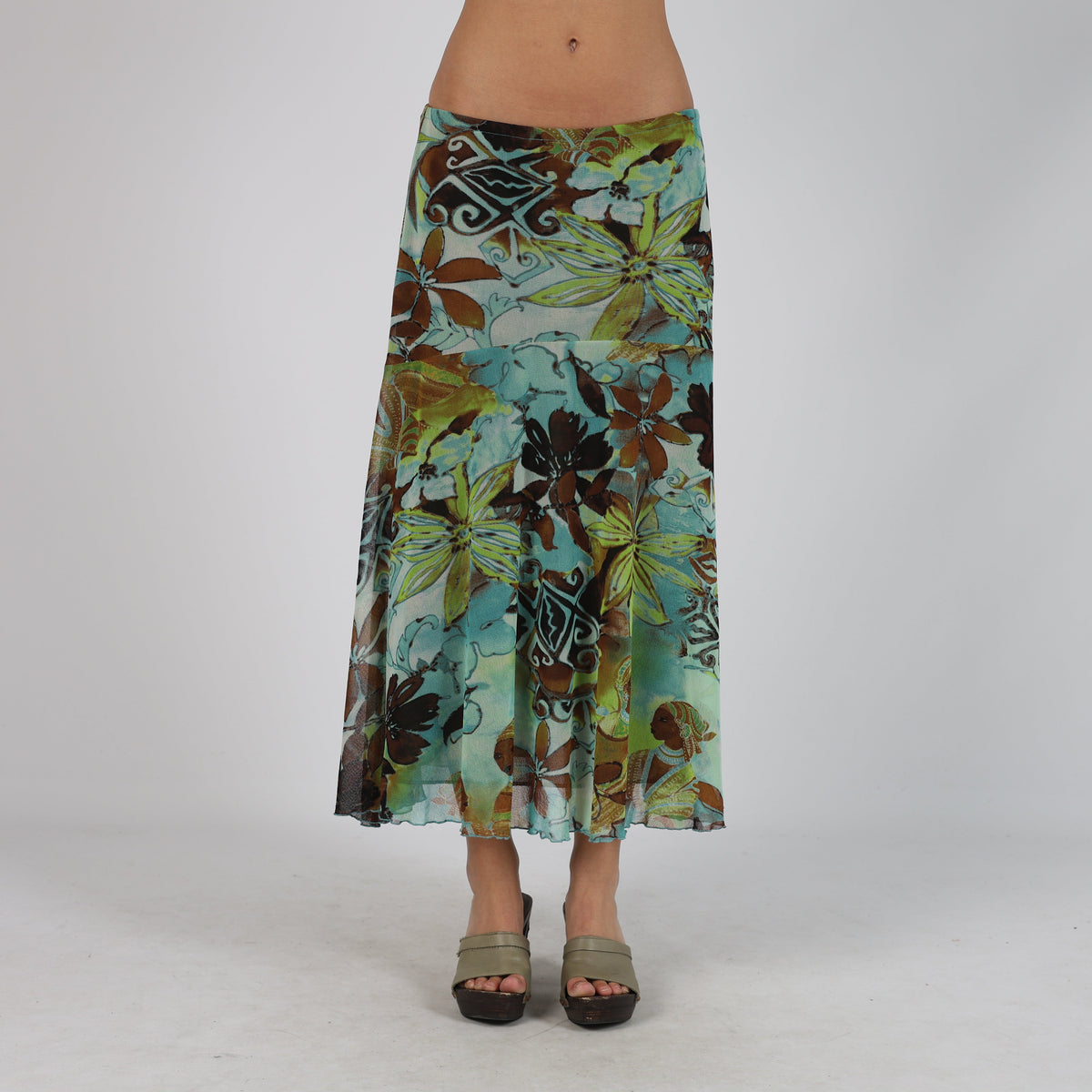 Light Blue Y2K Leonik Woven Maxi Skirt (S)