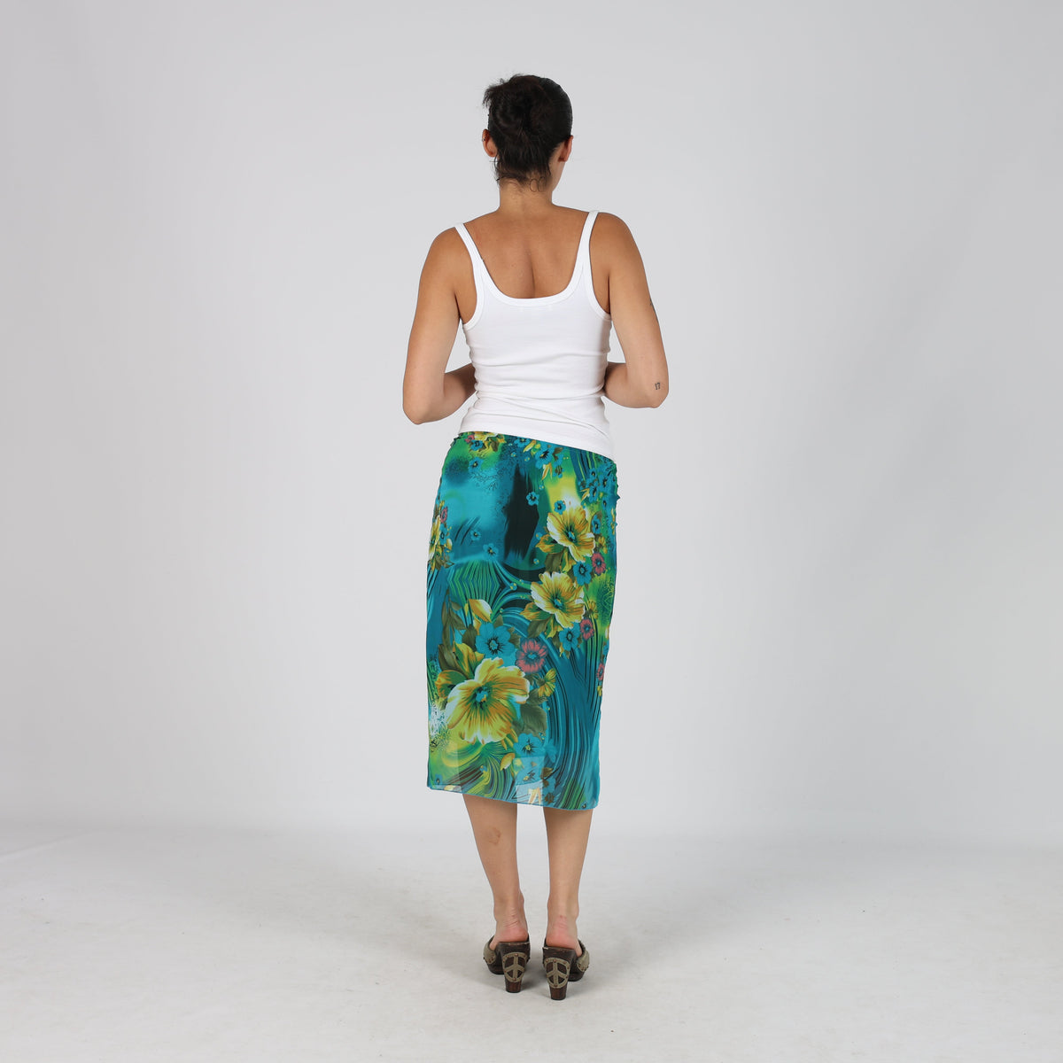 Blue Y2K Woven Midi Skirt (XS)