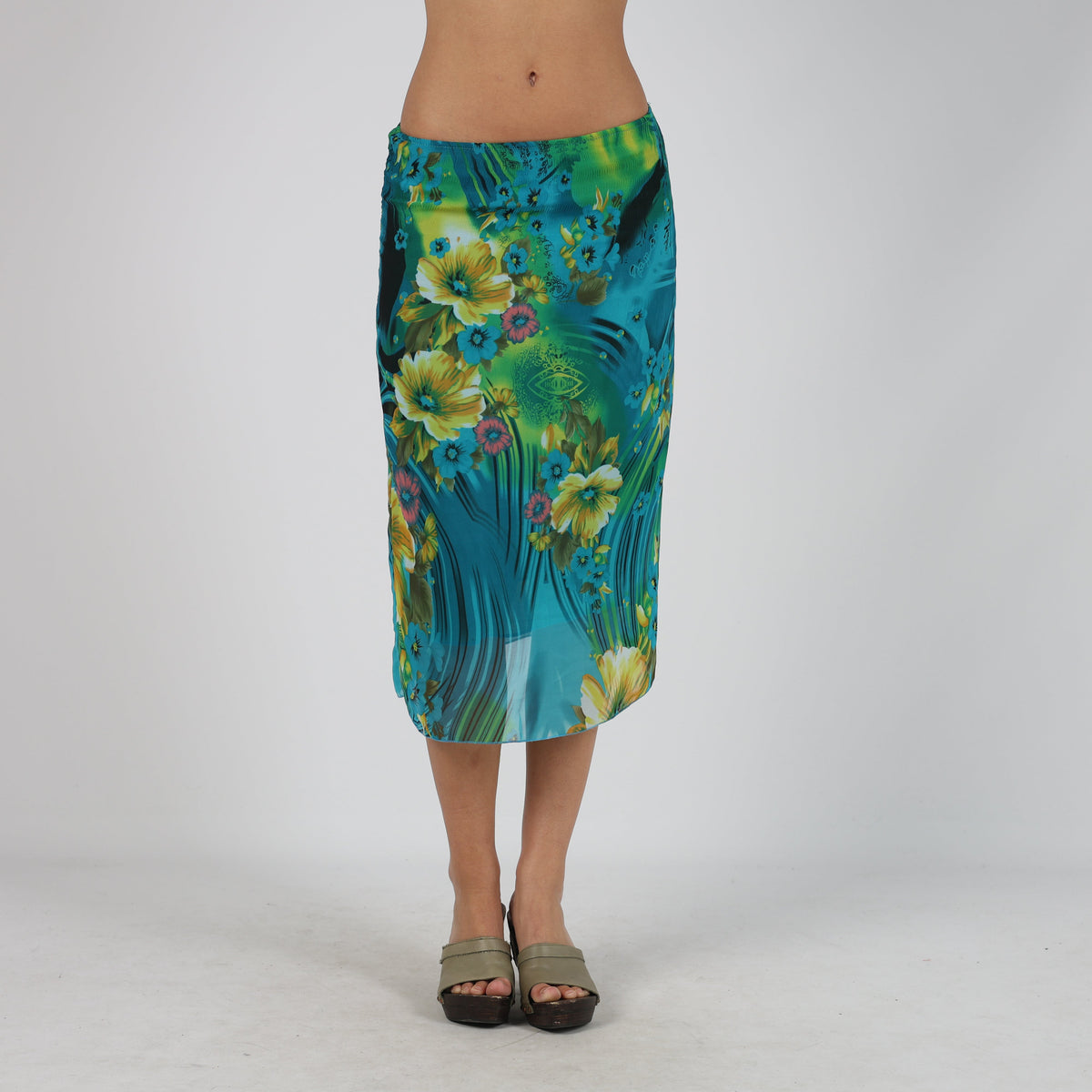 Blue Y2K Woven Midi Skirt (XS)