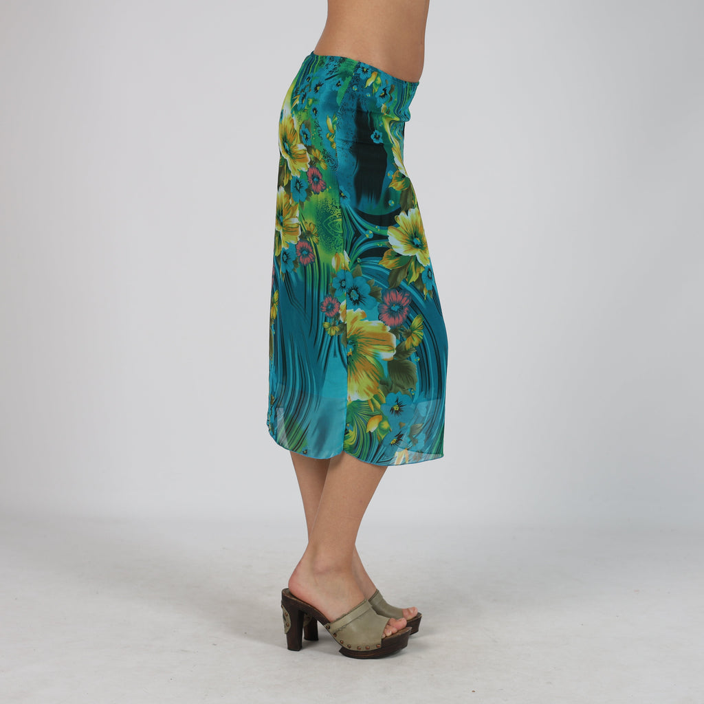 Blue Y2K Woven Midi Skirt (XS)