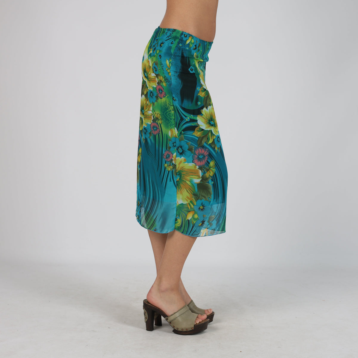 Blue Y2K Woven Midi Skirt (XS)