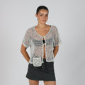 Light Grey Y2K Fashion 2000 Cardigan (M)
