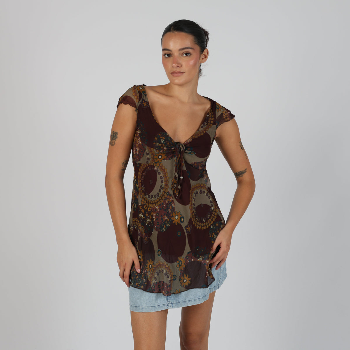 Brown Y2K Cami Semi Sheer (S)