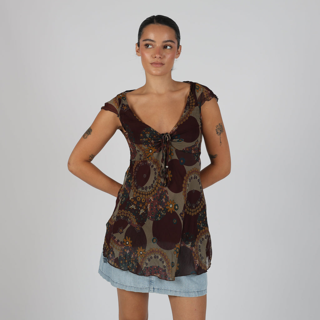 Brown Y2K Cami Semi Sheer (S)