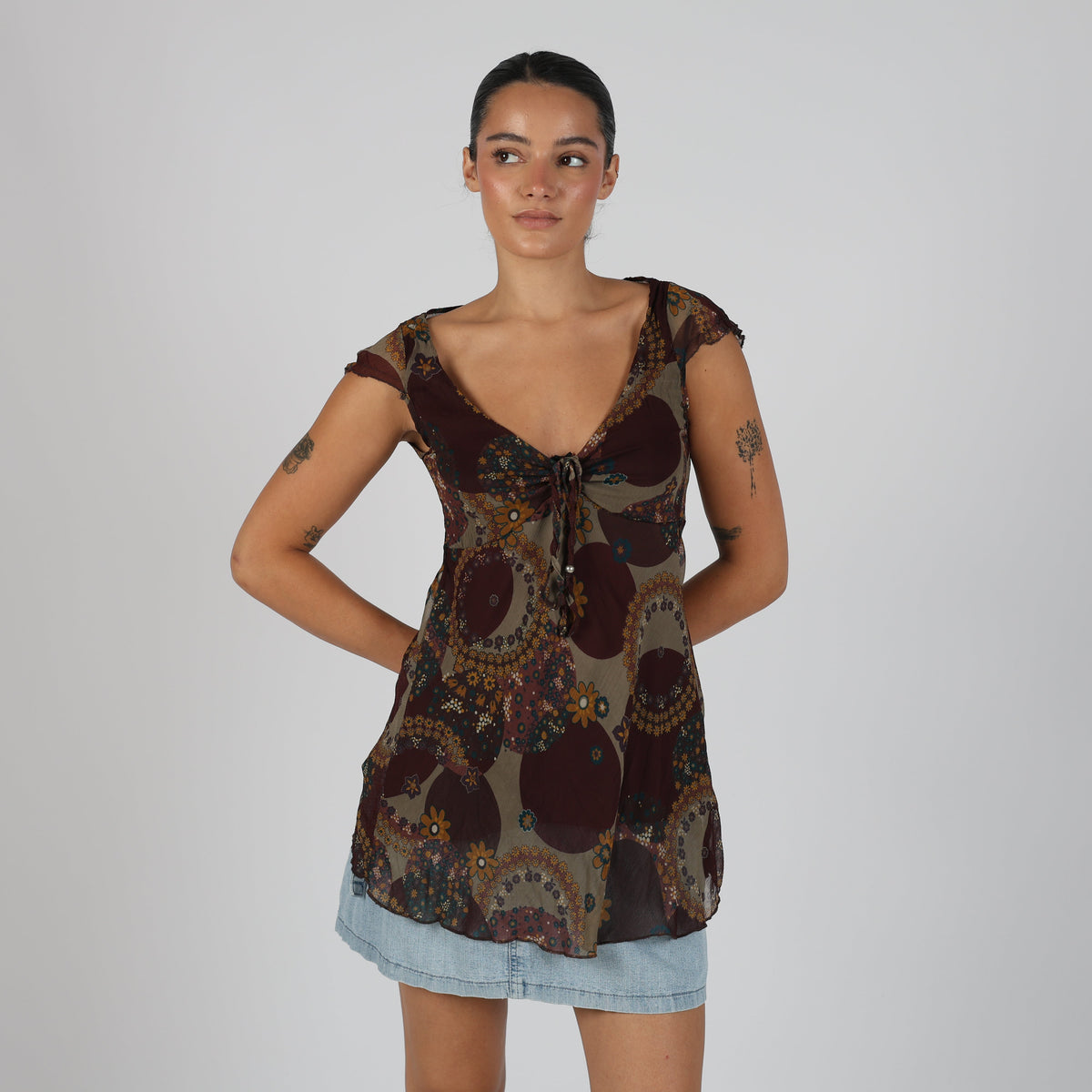 Brown Y2K Cami Semi Sheer (S)