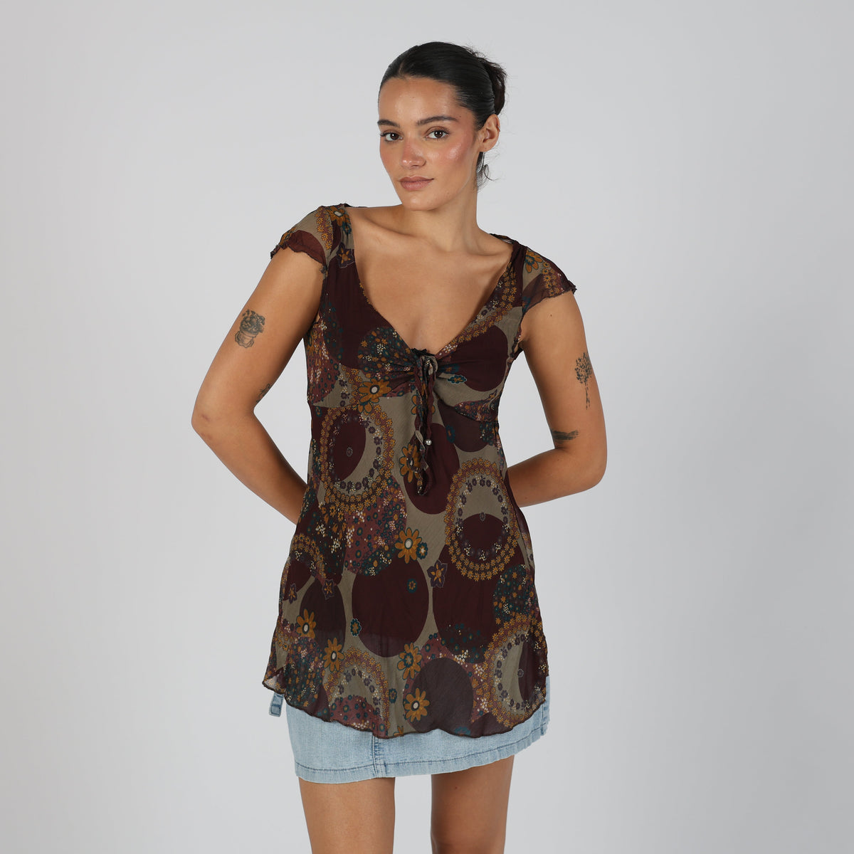 Brown Y2K Cami Semi Sheer (S)