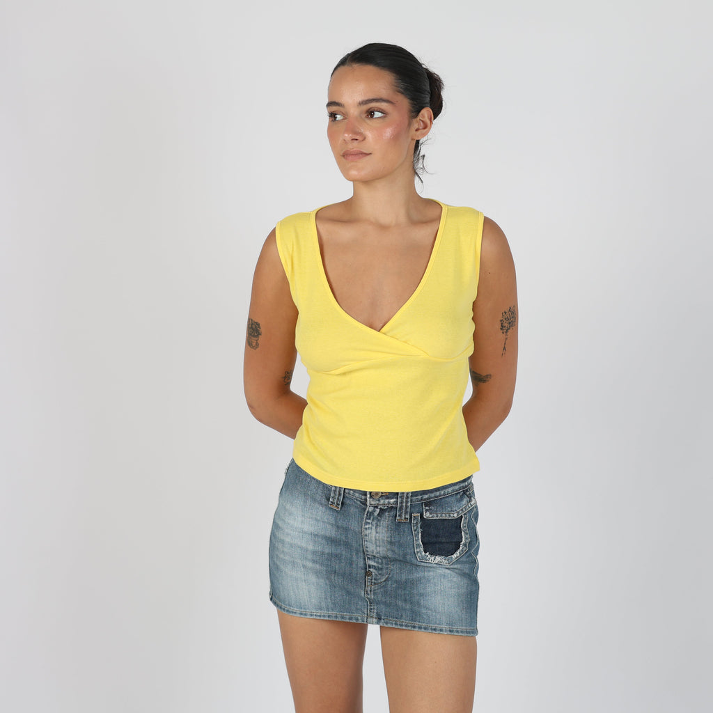 Yellow Y2K Beta Woven Top (S)