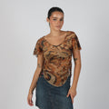 Brown Y2K Tipster Mesh Midi Skirt (S)