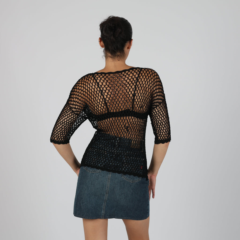 Black Y2K Woven Top (S)