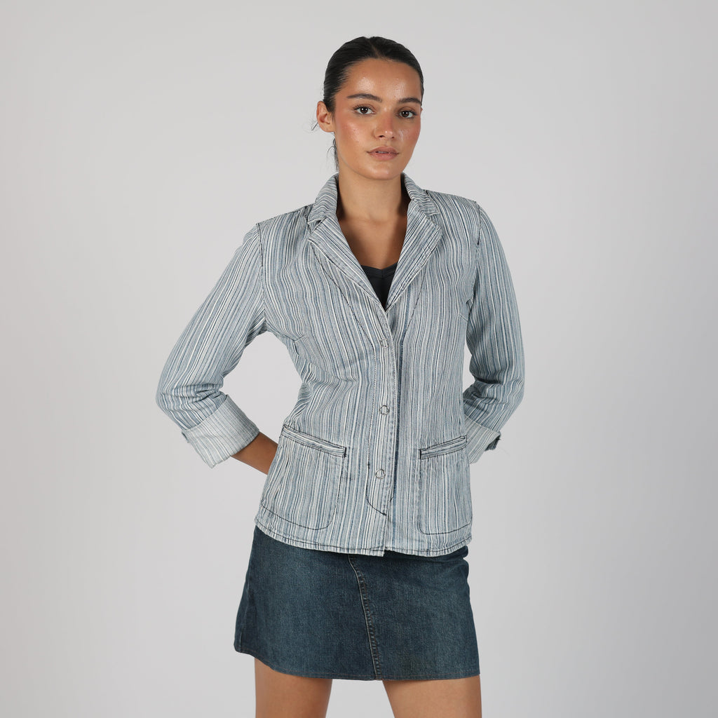 Light Blue Y2K United Colors of Benetton Denim Jacket (S)