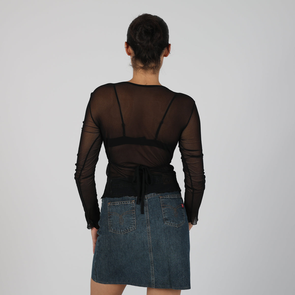 Black 90s Made in Italy Long Sleeve Top (S)