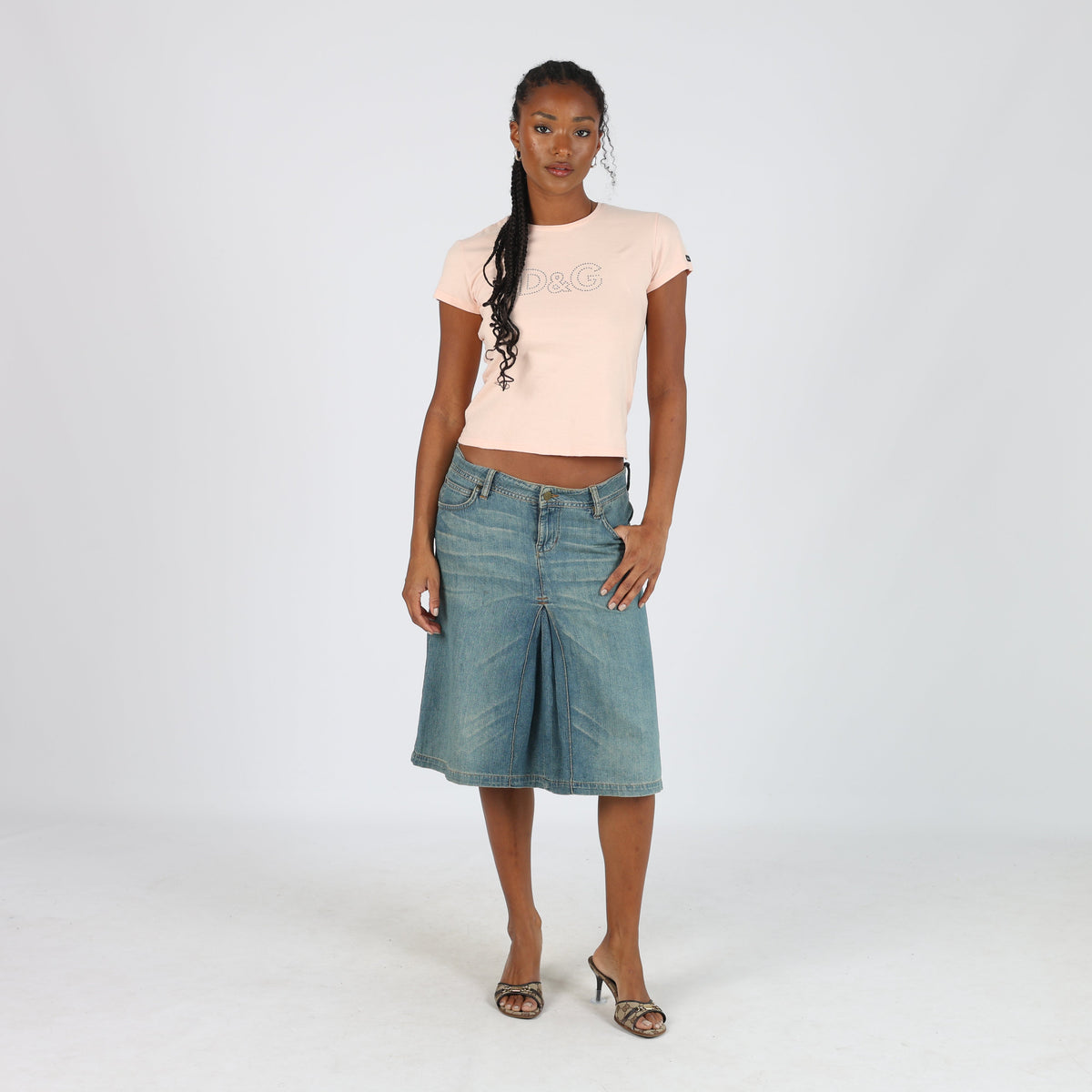Blue Y2K Lee Denim Midi Skirt (S)