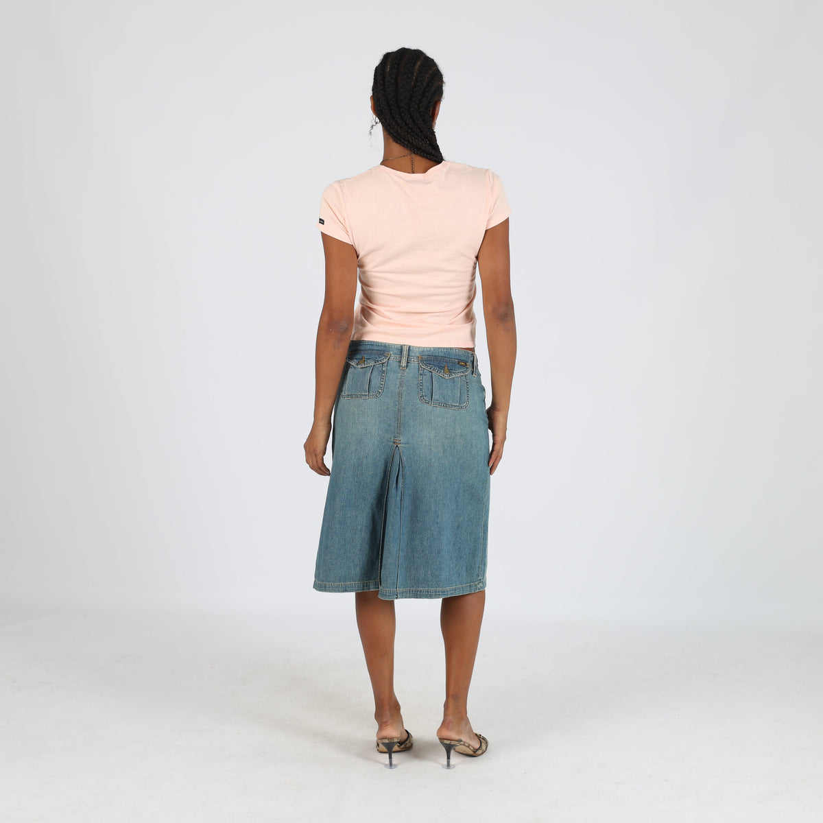 Blue Y2K Lee Denim Midi Skirt (S)