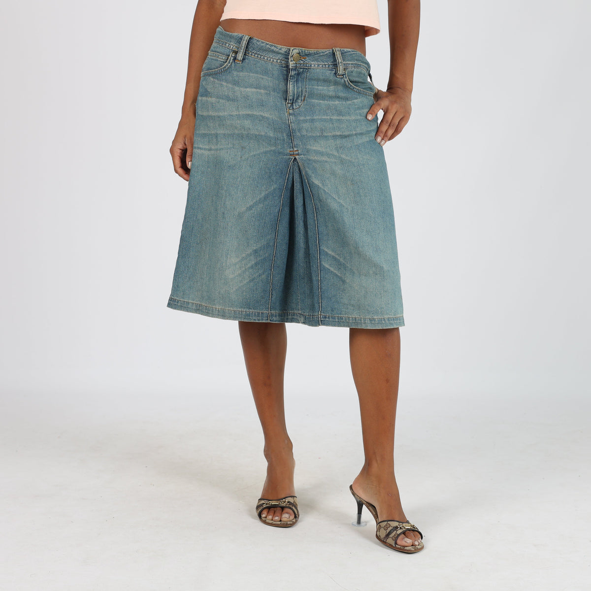Blue Y2K Lee Denim Midi Skirt (S)
