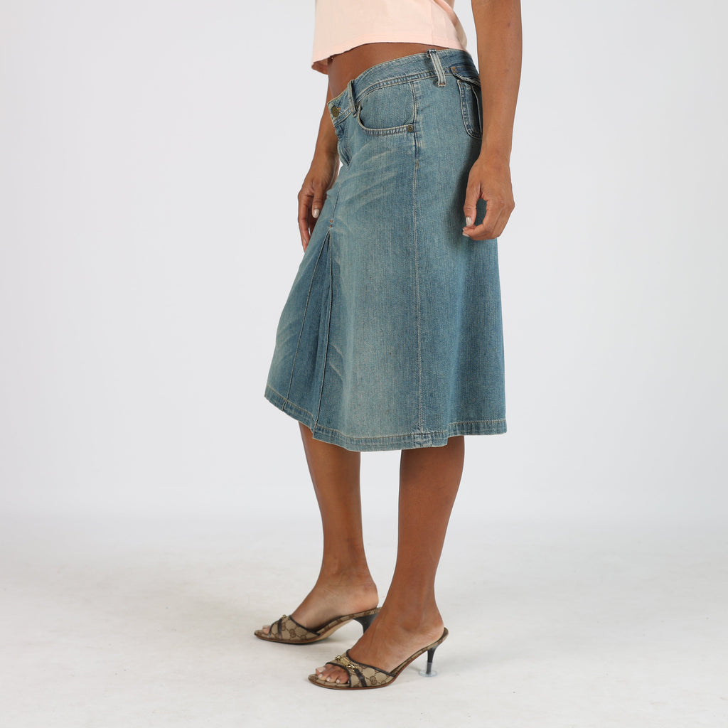 Blue Y2K Lee Denim Midi Skirt (S)