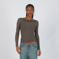 Grey Y2K Made in Italy Long Sleeve Top Semi Sheer (XS)