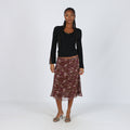 Brown Y2K project classico Woven Midi Skirt (S)