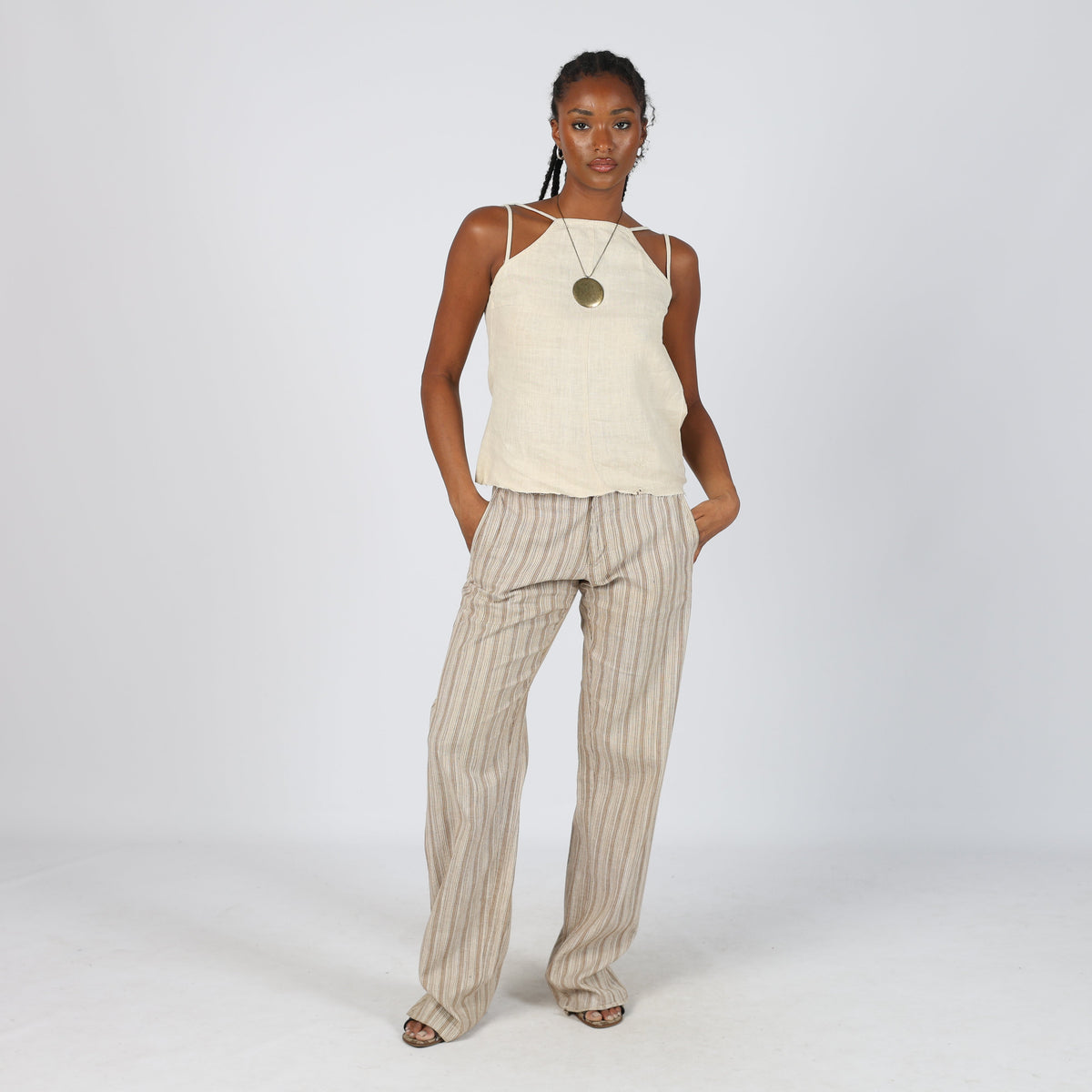 Brown 90s Made in Italy Woven Trousers (S)