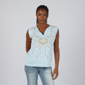 Light Blue Y2K Made in Italy Woven Top (L)