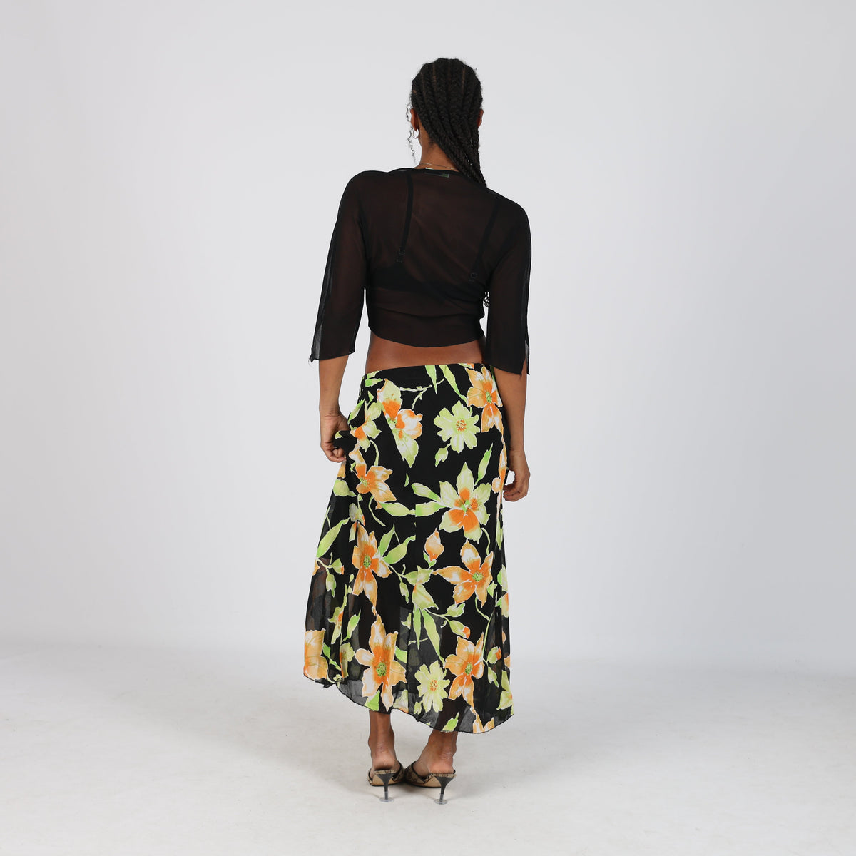 Black Y2K Made in Italy Woven Maxi Skirt (S)