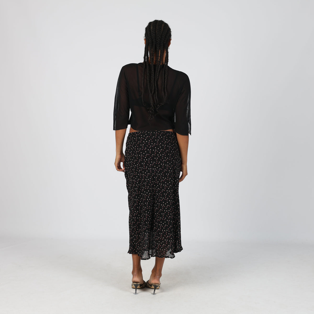 Black Y2K Made in Italy Woven Maxi Skirt (S)
