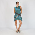 Blue Y2K Guru Woven Midi Dress Hooded (M)