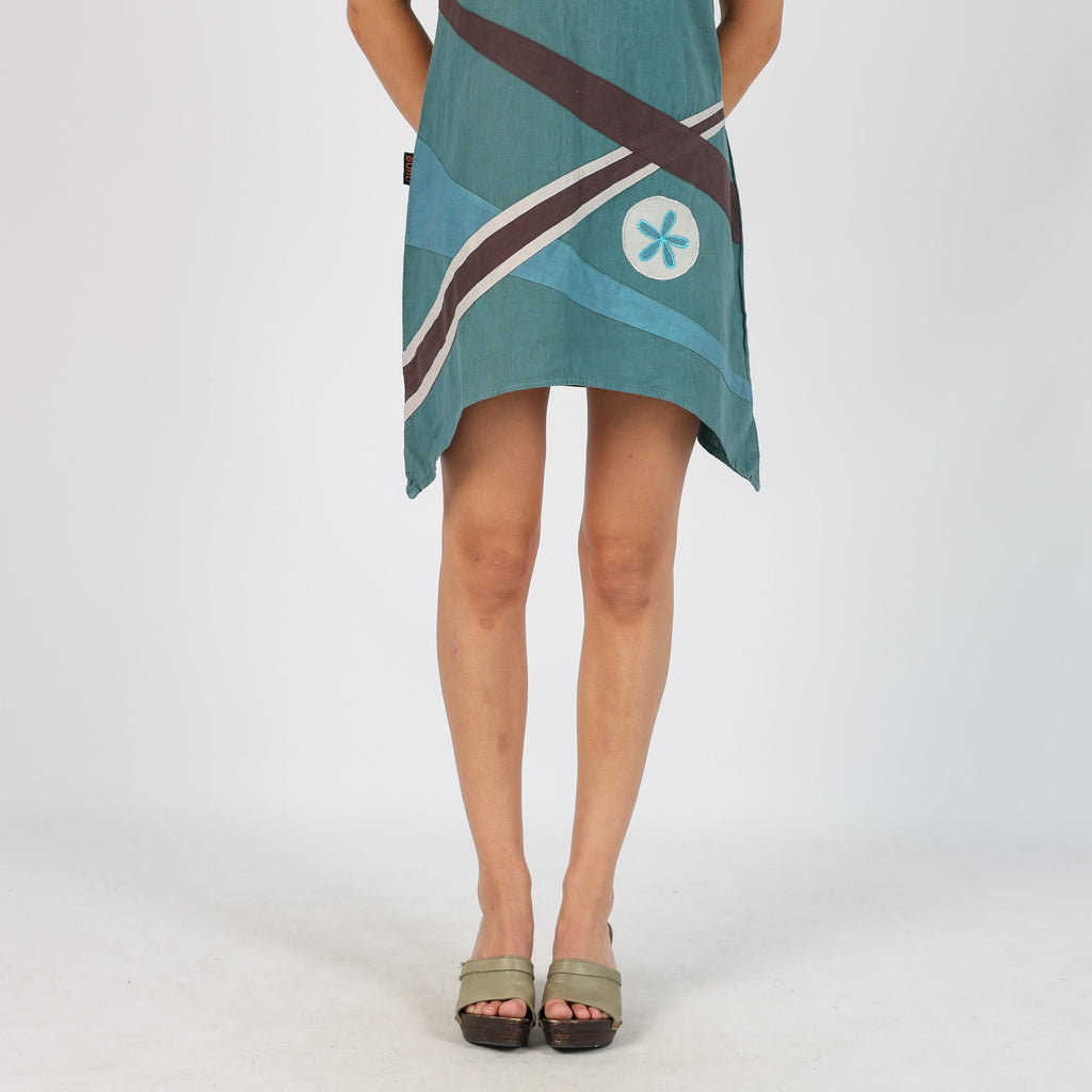 Blue Y2K Guru Woven Midi Dress Hooded (M)