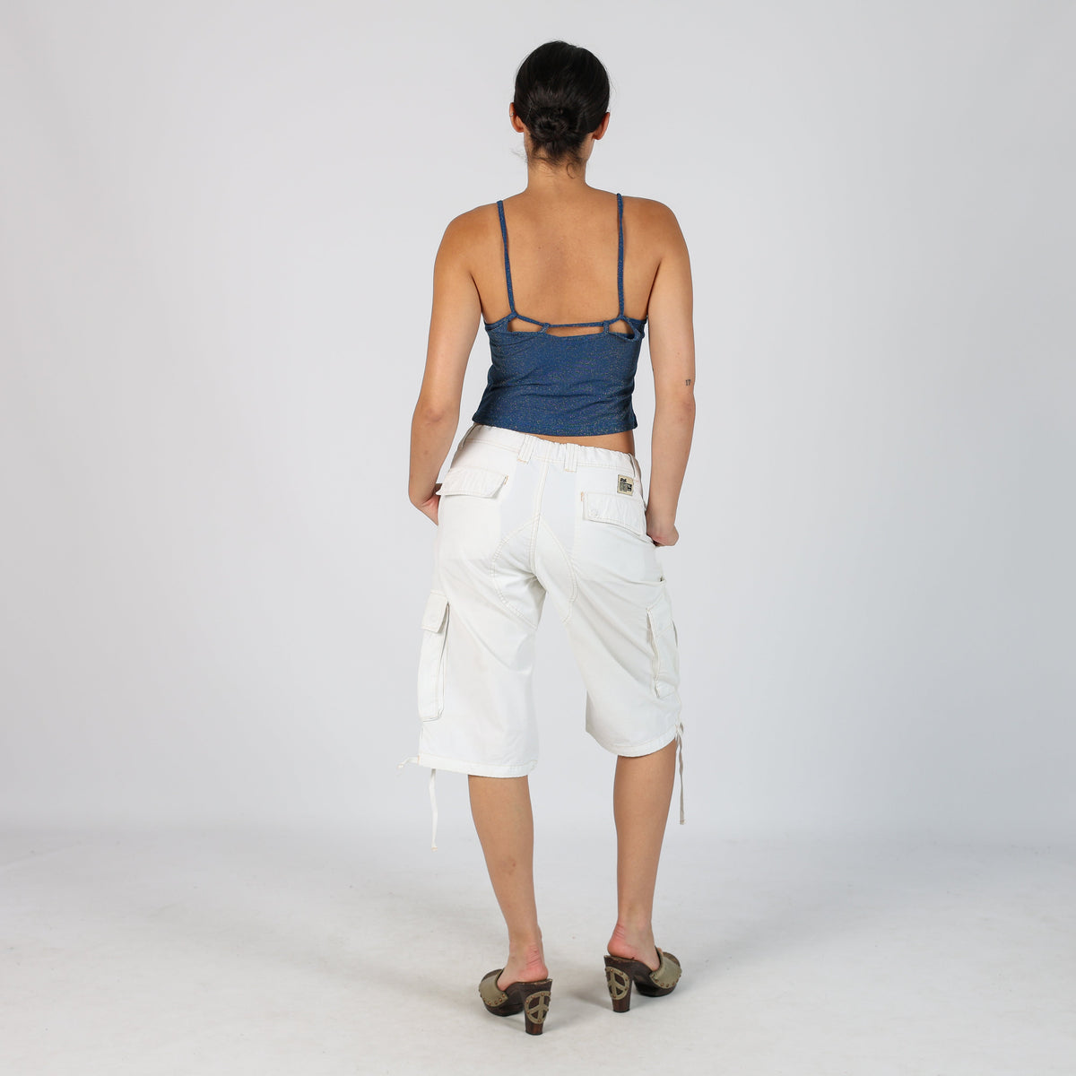 White Y2K DXL Cargo Shorts (L)