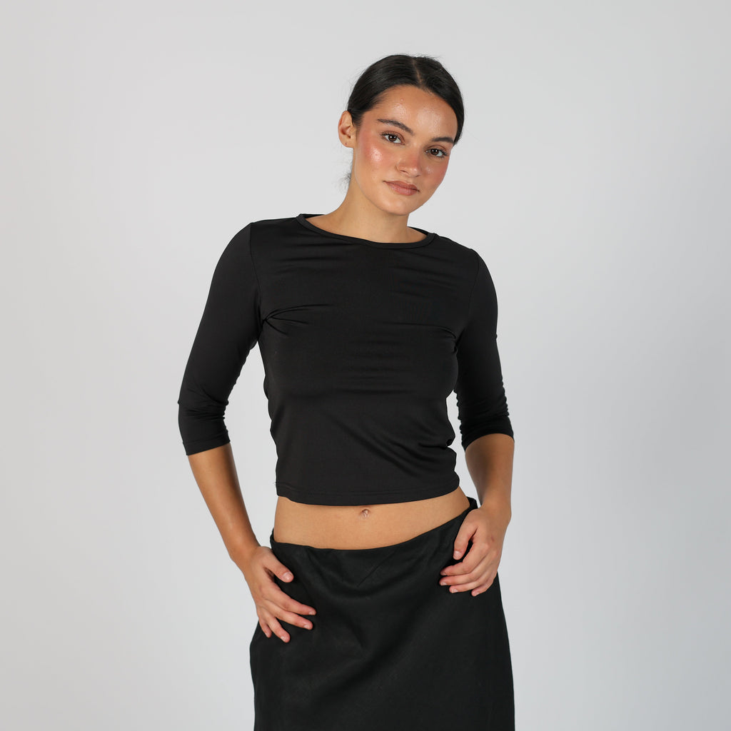 Black Y2K Mad People Woven Top (M)