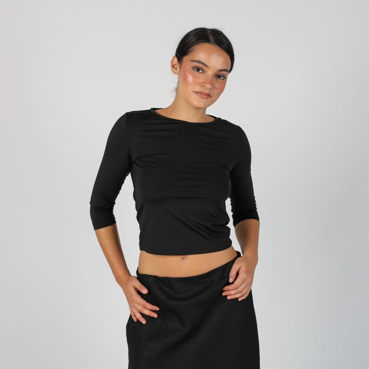 Black Y2K Mad People Woven Top (M)