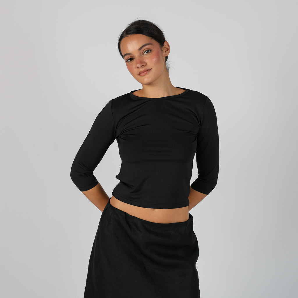 Black Y2K Mad People Woven Top (M)