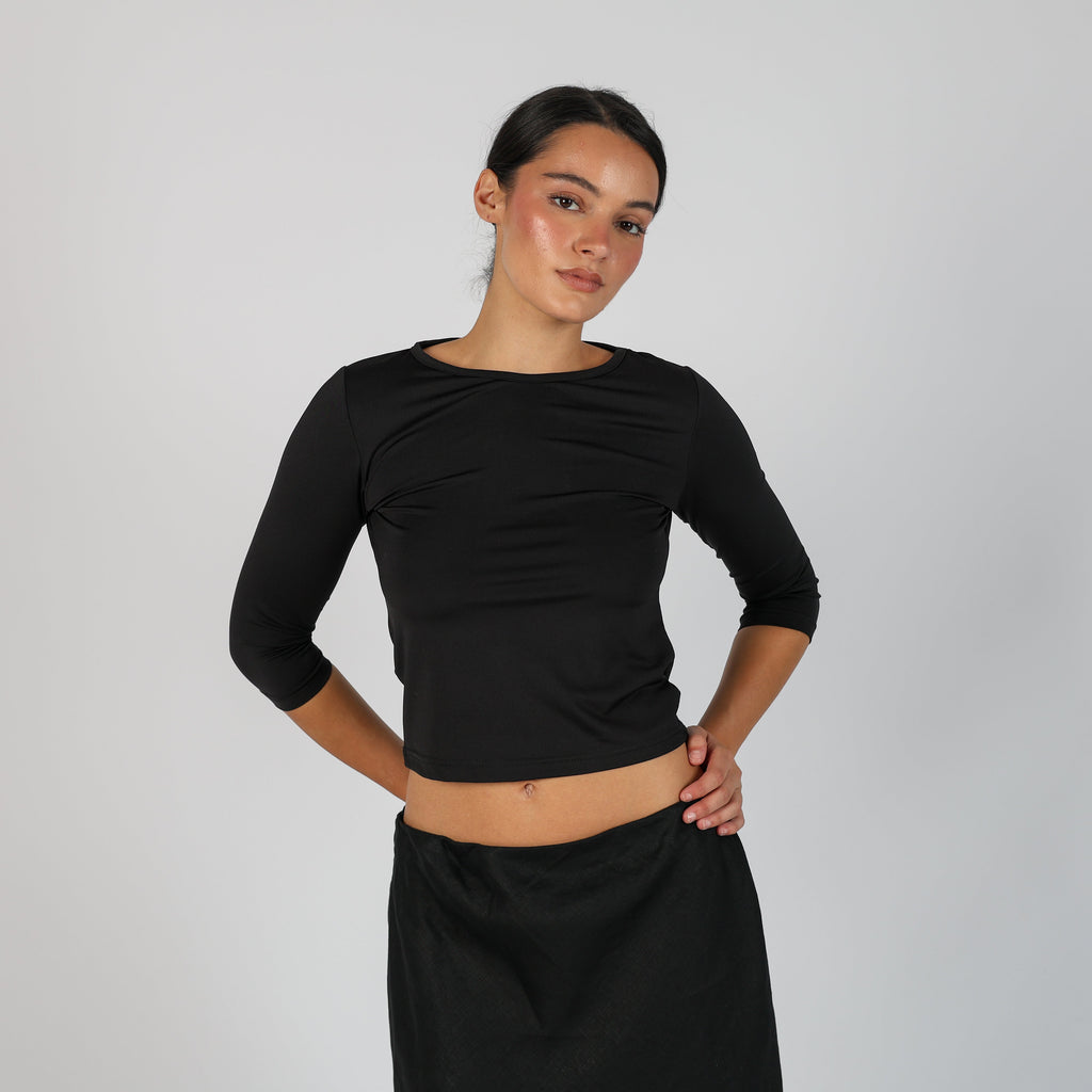 Black Y2K Mad People Woven Top (M)