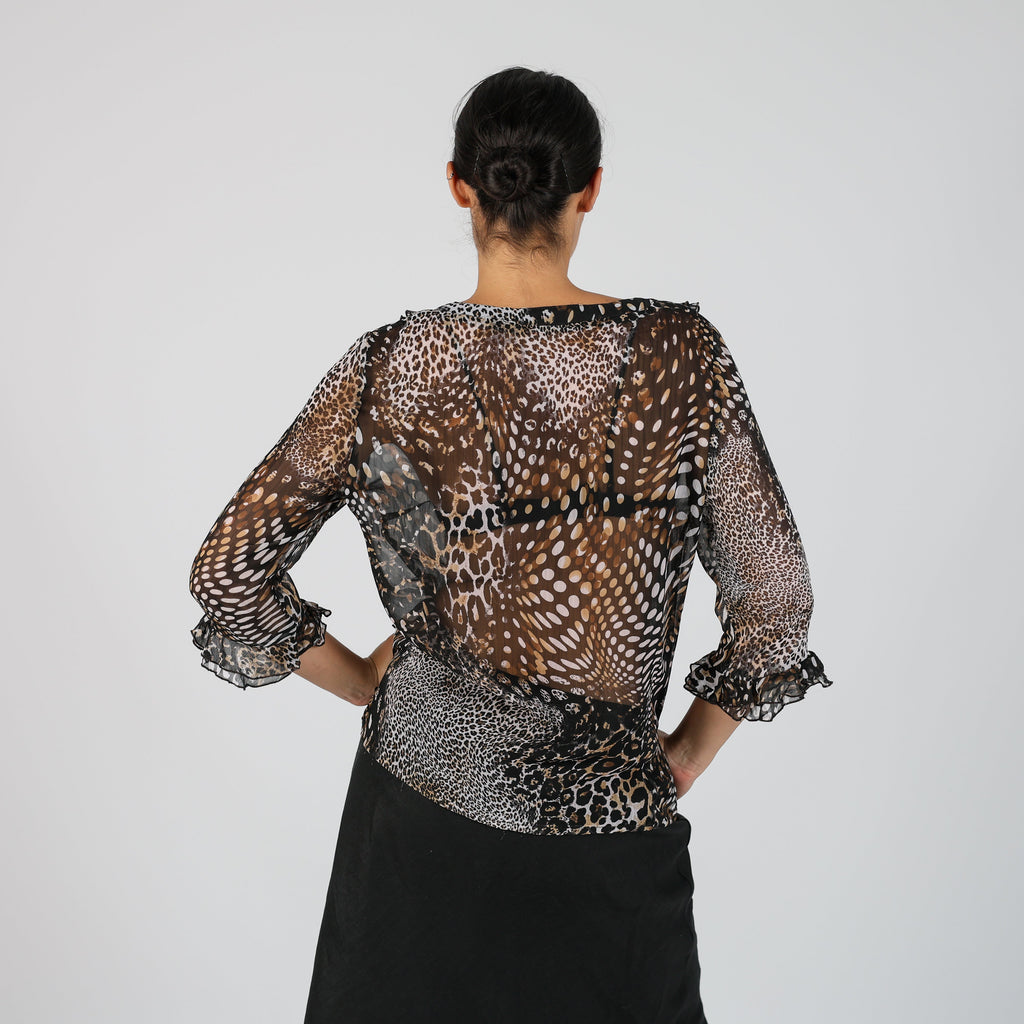 Black Y2K Gocce de Elena Mesh Top Sheer (L)