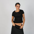 Black Y2K Made in Italy Woven Top Semi Sheer (S)