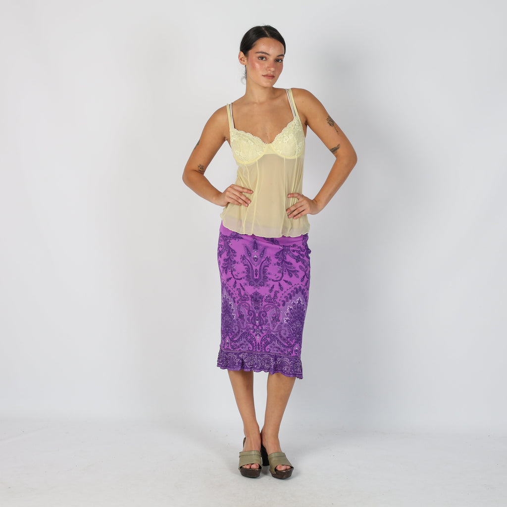 Purple Y2K Woven Midi Skirt (XS)