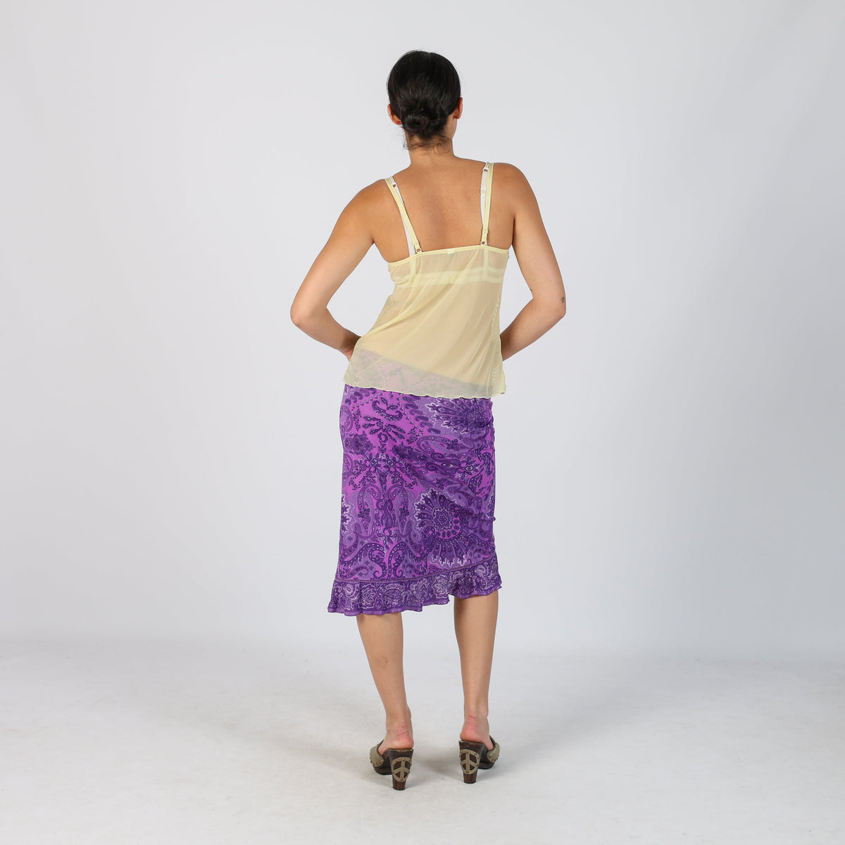 Purple Y2K Woven Midi Skirt (XS)