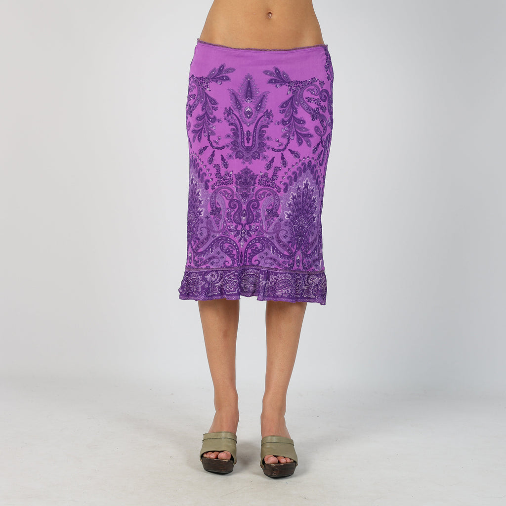 Purple Y2K Woven Midi Skirt (XS)