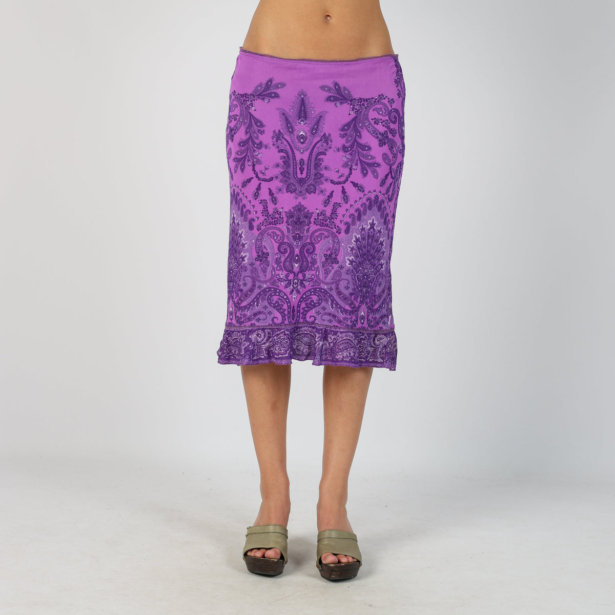 Purple Y2K Woven Midi Skirt (XS)