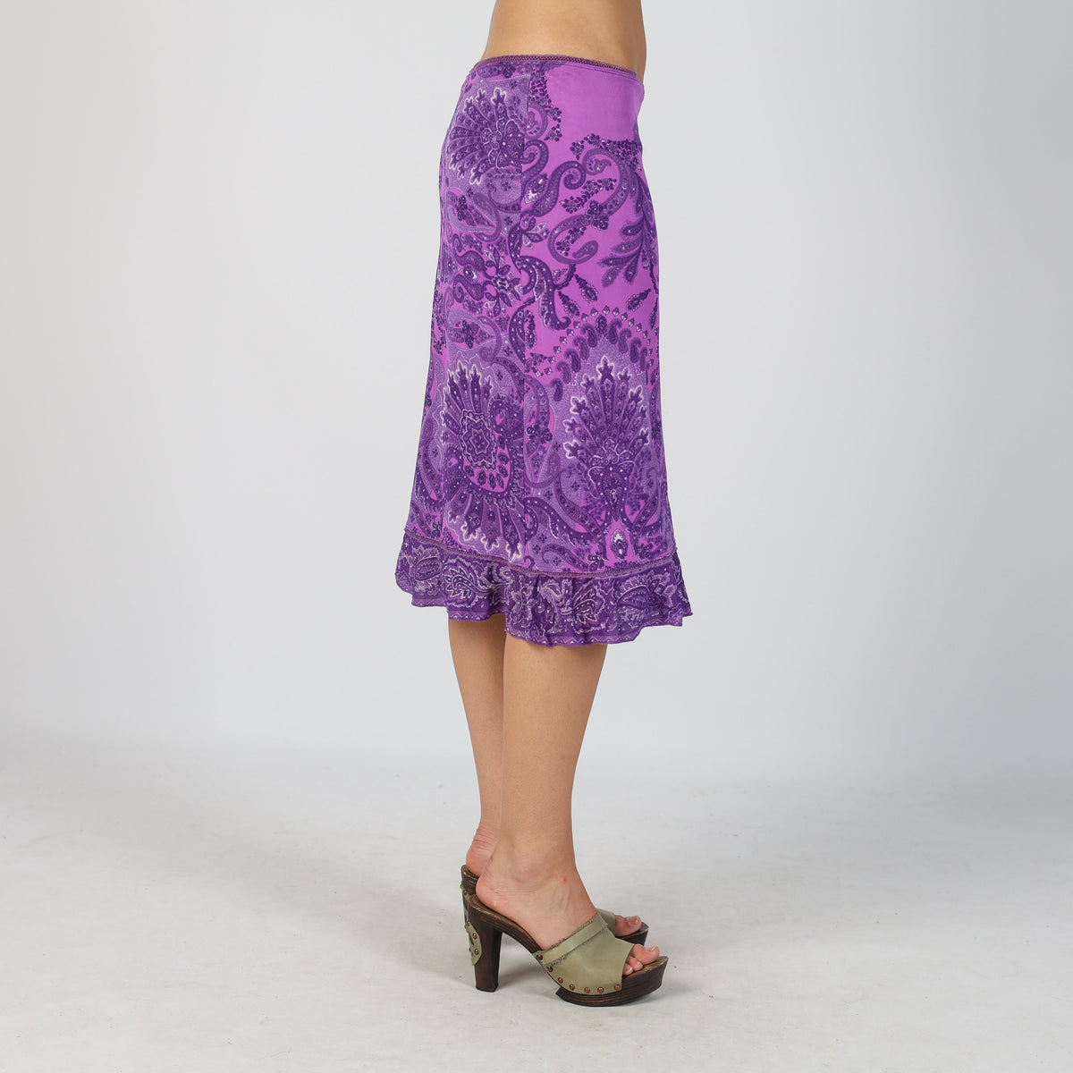 Purple Y2K Woven Midi Skirt (XS)