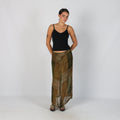Dark Green Y2K Made in Italy Woven Maxi Skirt Semi Sheer (XS)