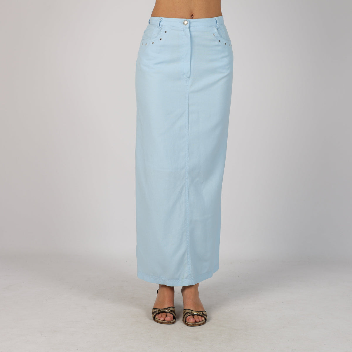 Light Blue Y2K Woven Maxi Skirt (XS)