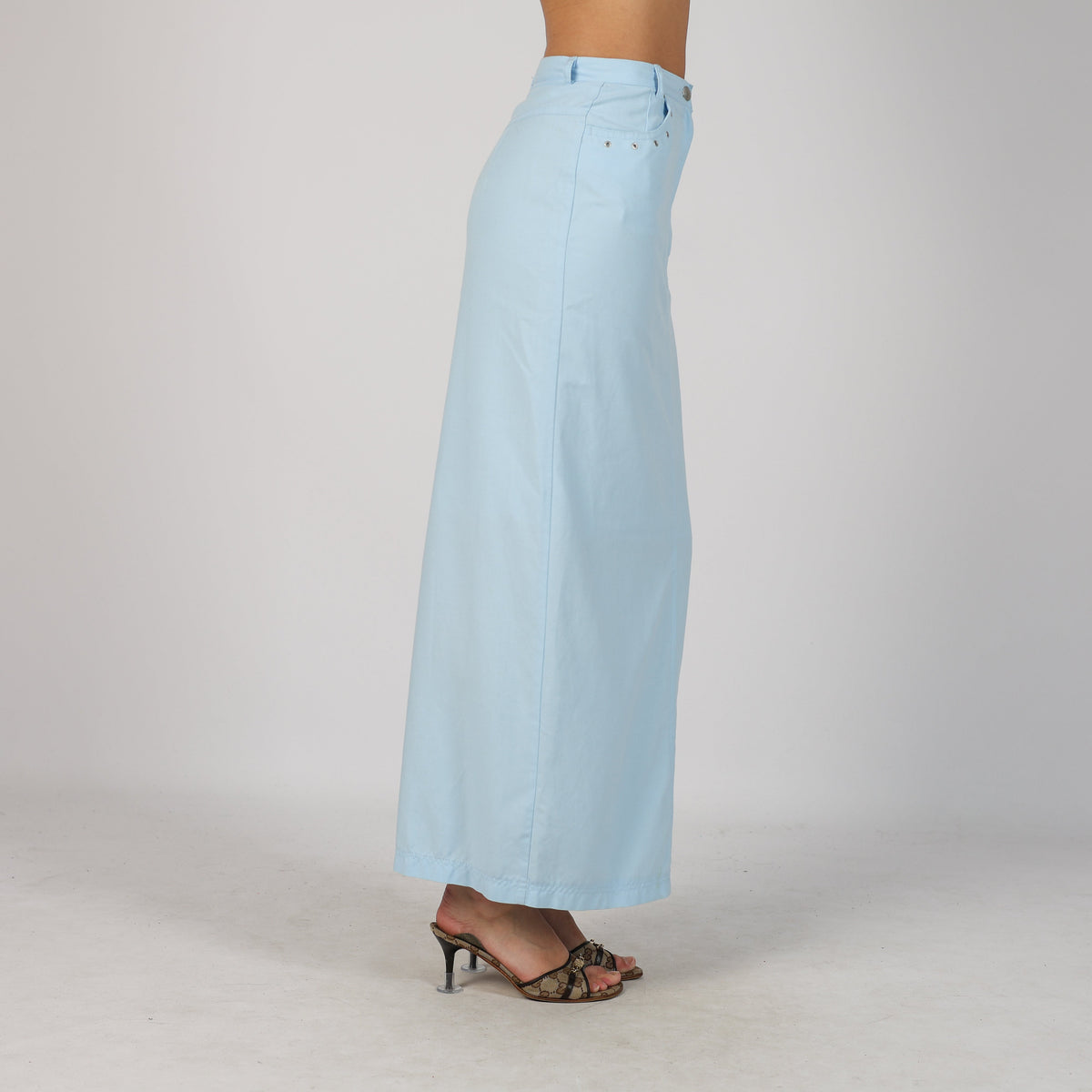 Light Blue Y2K Woven Maxi Skirt (XS)