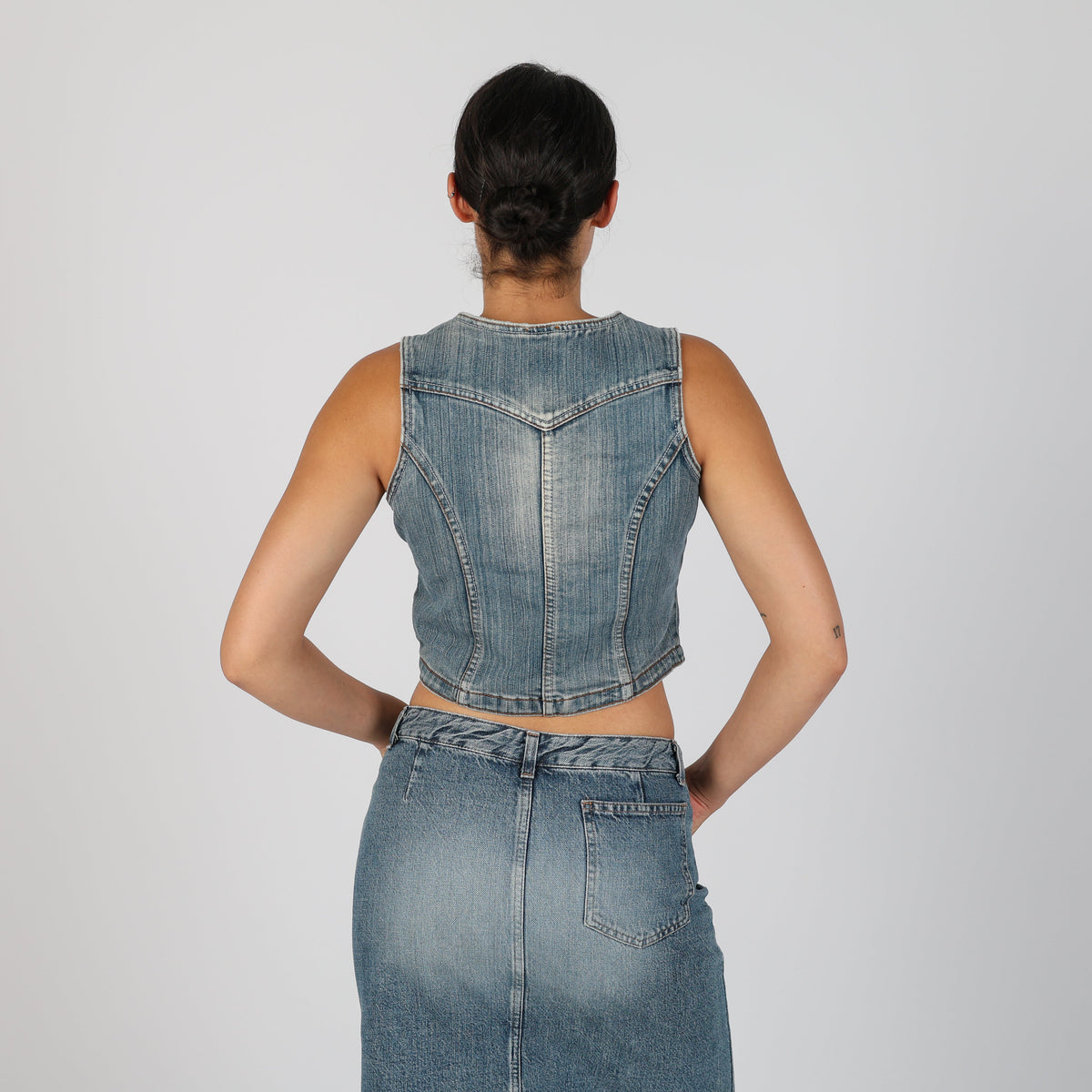 Light Blue Y2K Denim Waistcoat (S)