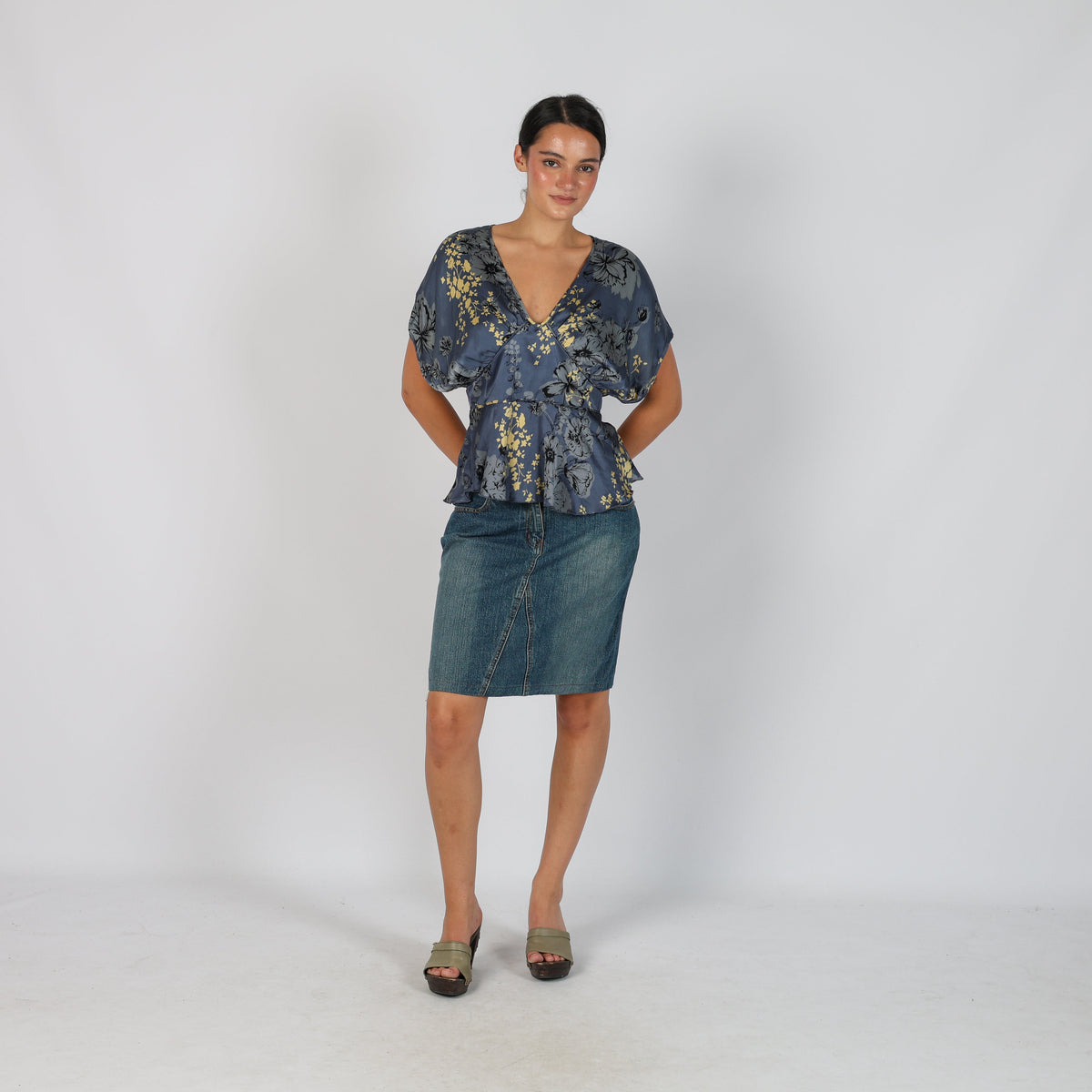 Blue Y2K Stand Point Denim Mini Skirt (S)
