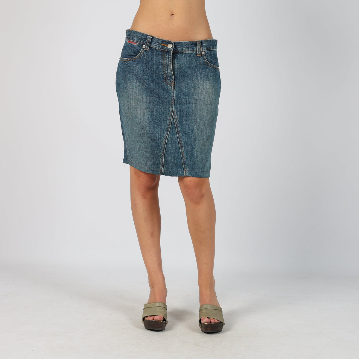 Blue Y2K Stand Point Denim Mini Skirt (S)