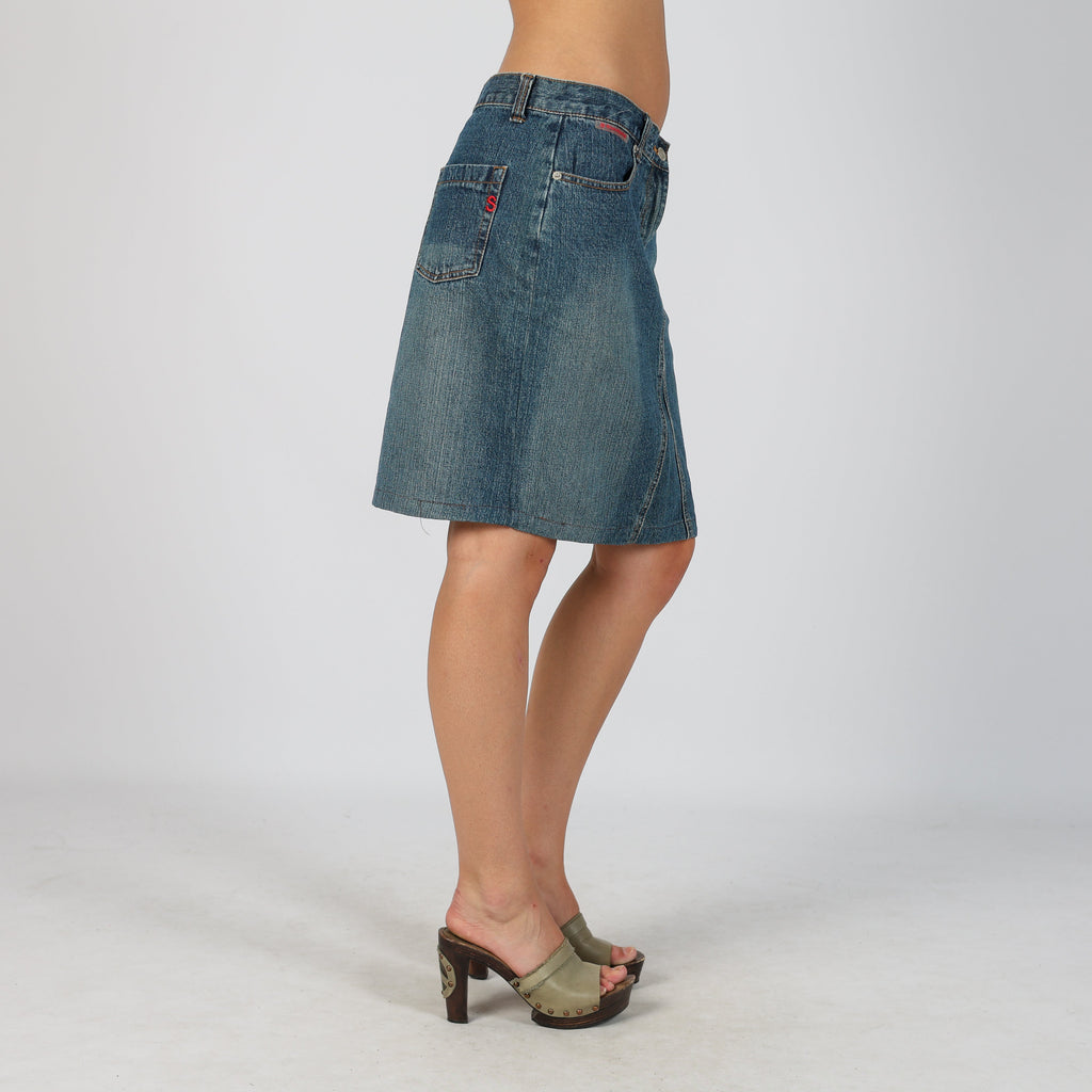 Blue Y2K Stand Point Denim Mini Skirt (S)
