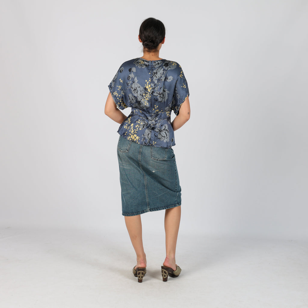 Blue Y2K Denim Midi Skirt (S)