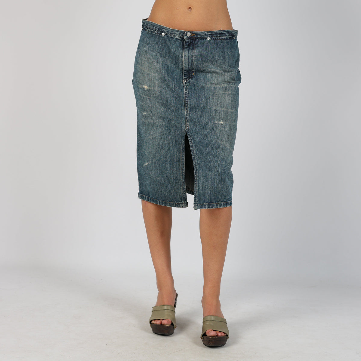 Blue Y2K Denim Midi Skirt (S)