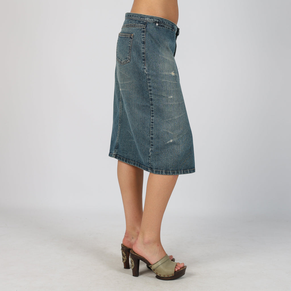 Blue Y2K Denim Midi Skirt (S)